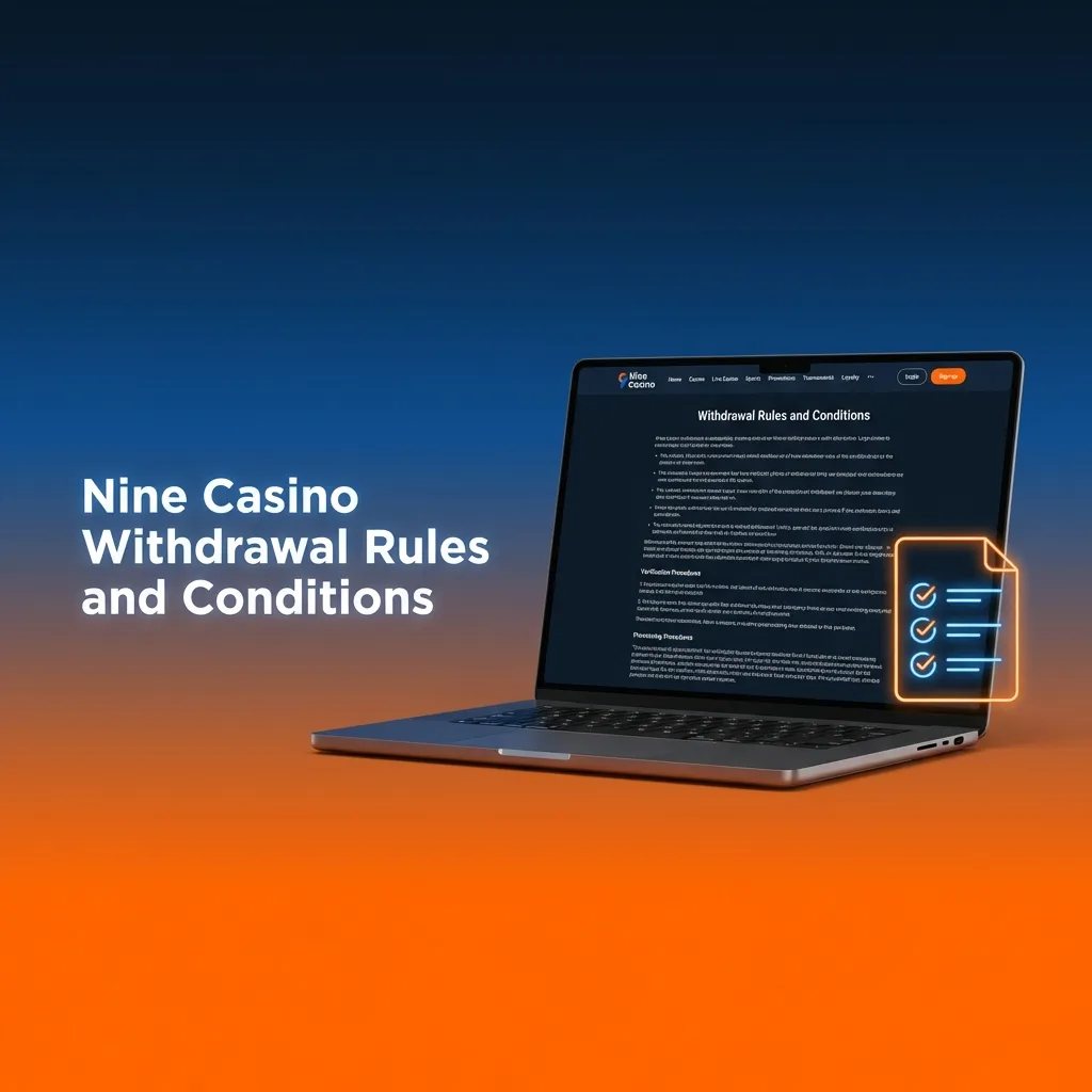 Nine Casino withdrawal rules page showing verification, wagering requirements, and UK payout conditions for players
